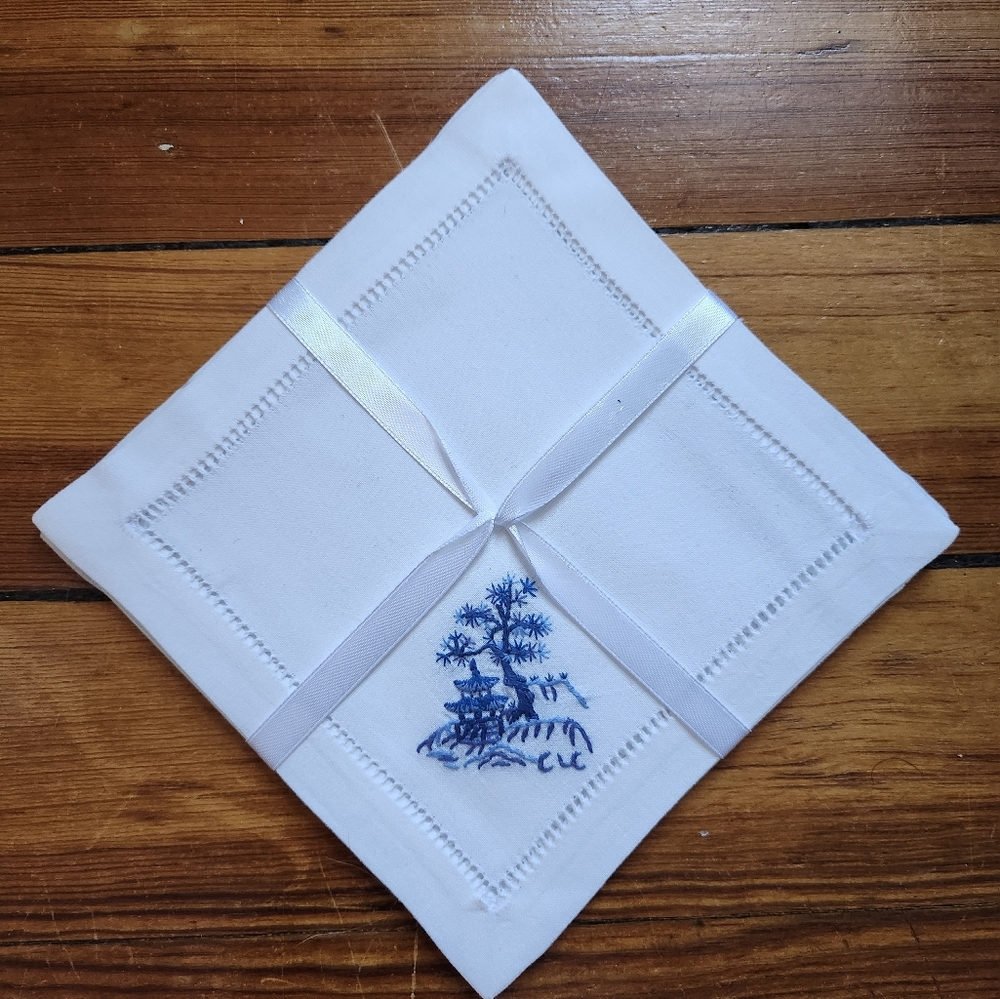Gramercy embroidered cocktail napkins